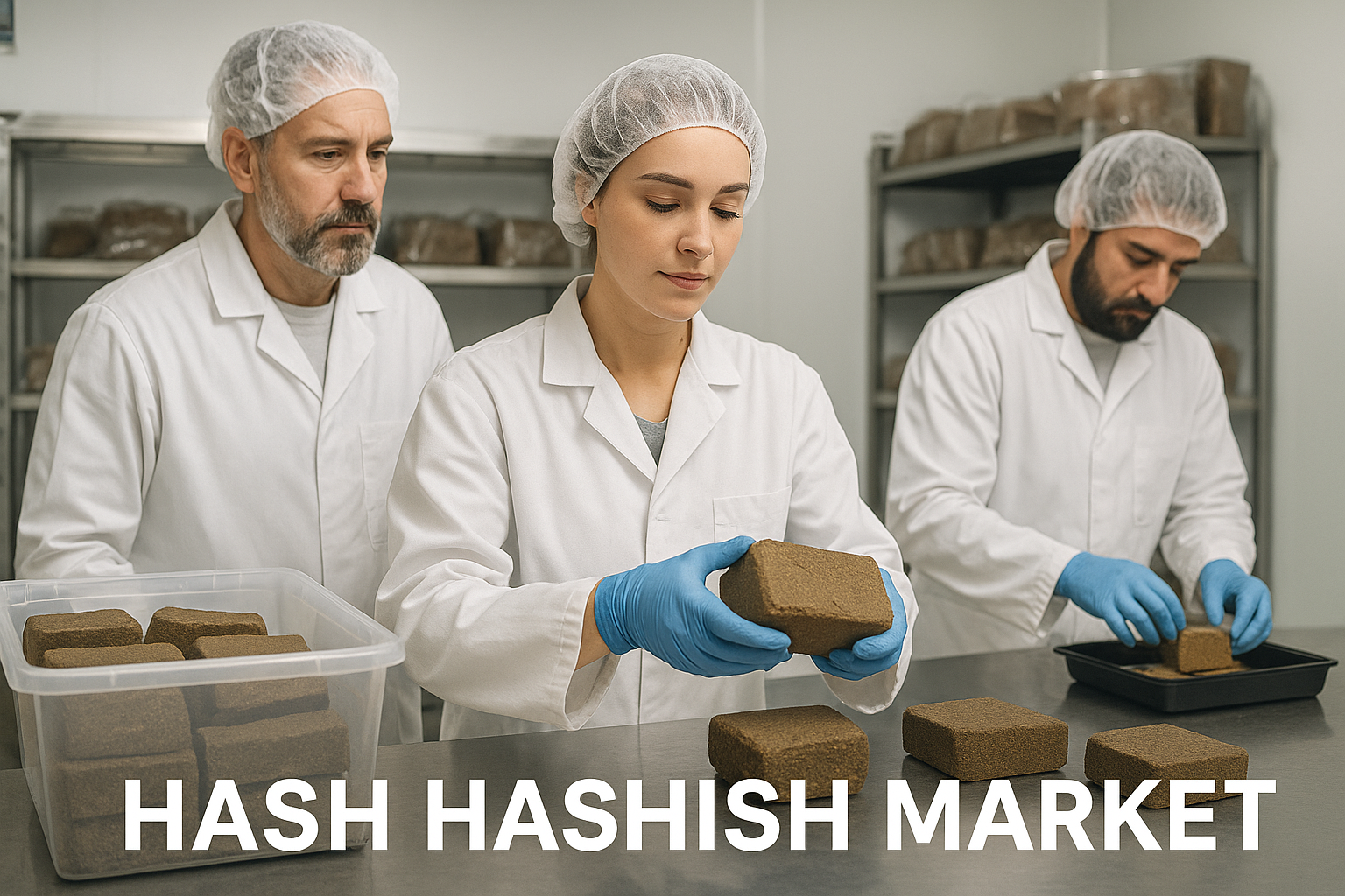 hashish processing at the market